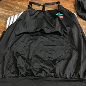 Cacique Cherry Striped Layered Swim Top